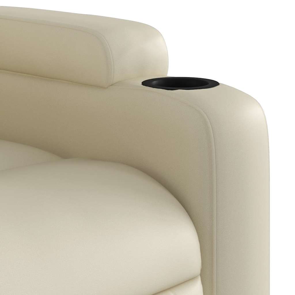 Massagesessel mit Aufstehhilfe Elektrisch Creme Kunstleder