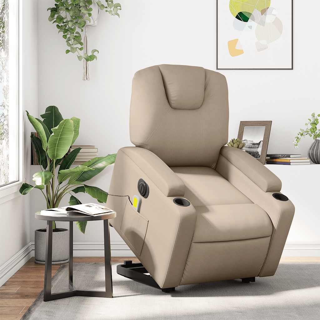 Massagesessel mit Aufstehhilfe Elektrisch Cappuccino Kunstleder