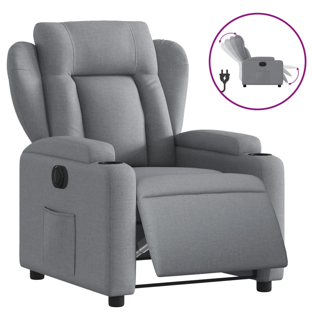 Fauteuil inclinable électrique en tissu gris clair