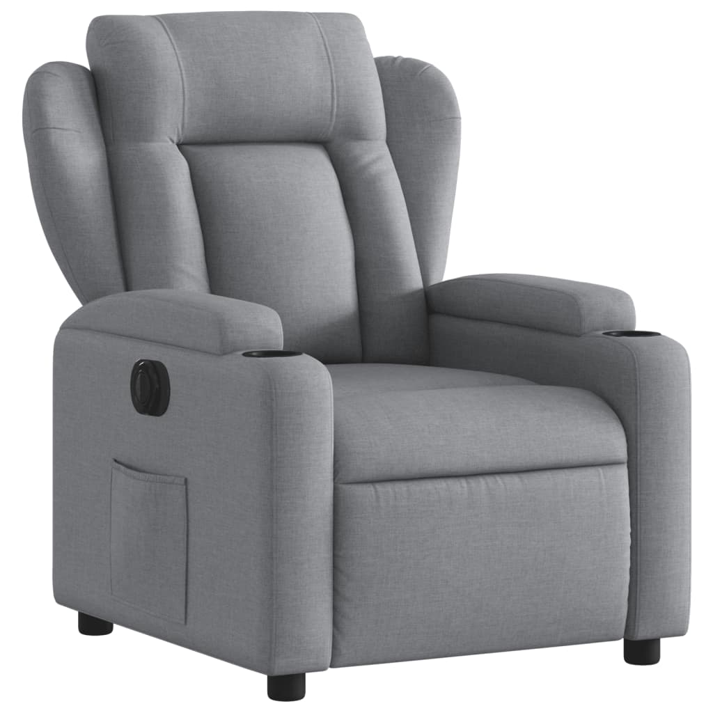 Fauteuil inclinable électrique en tissu gris clair