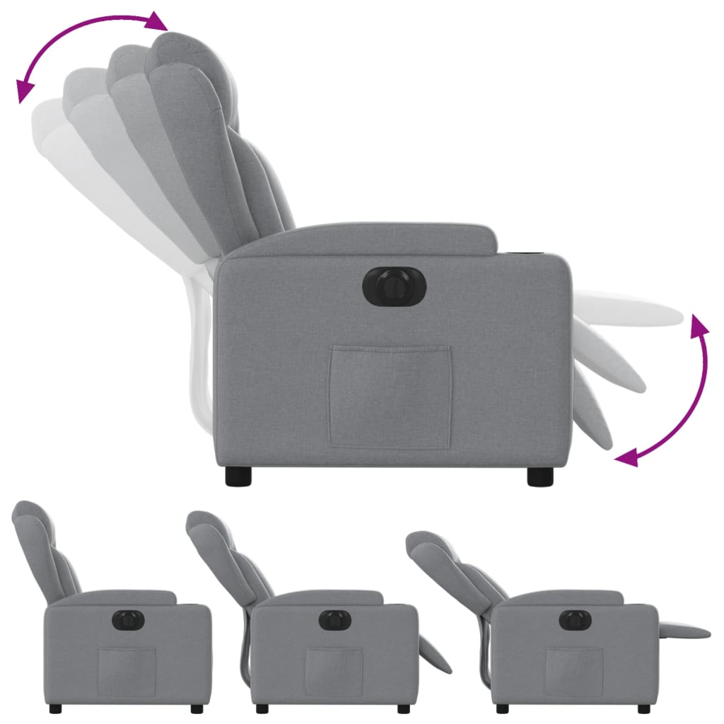 Fauteuil inclinable électrique en tissu gris clair