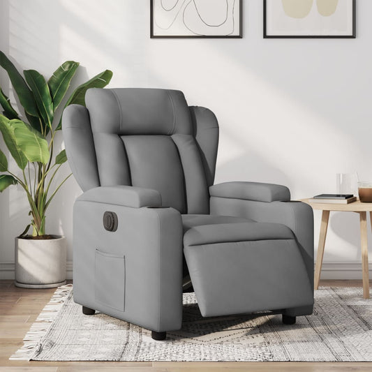Fauteuil inclinable électrique en tissu gris clair
