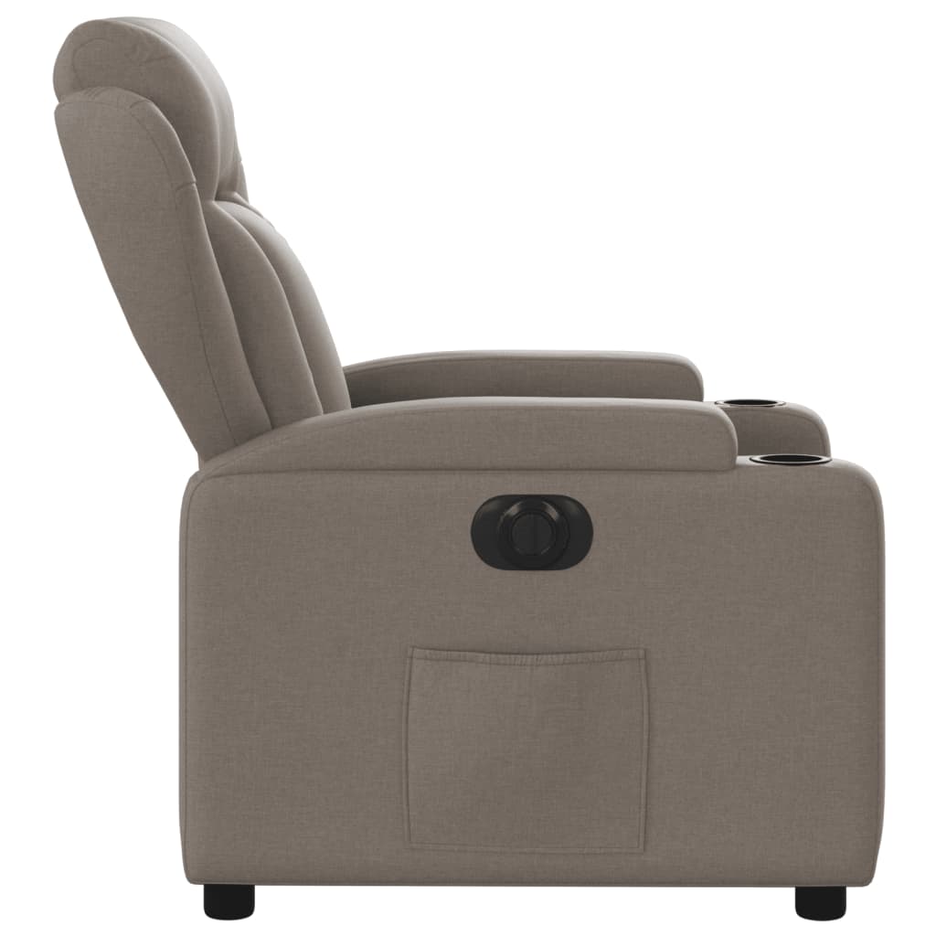 Fauteuil inclinable électrique en tissu taupe