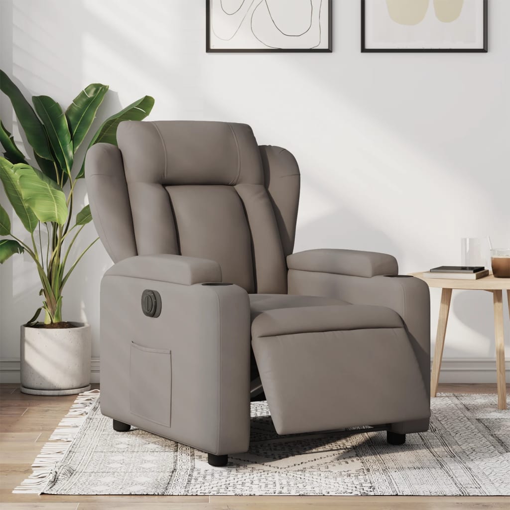 Fauteuil inclinable électrique en tissu taupe
