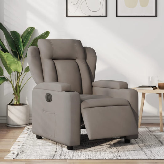 Fauteuil inclinable électrique en tissu taupe