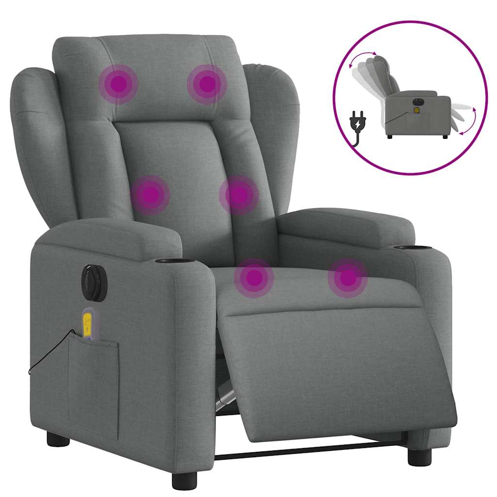 Fauteuil de massage électrique en tissu gris foncé