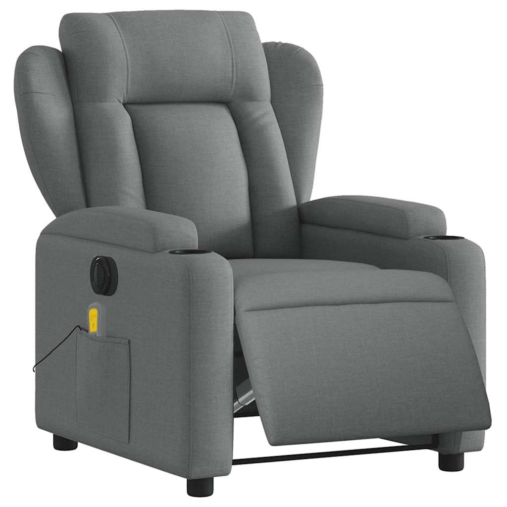 Massagesessel Elektrisch Dunkelgrau Stoff