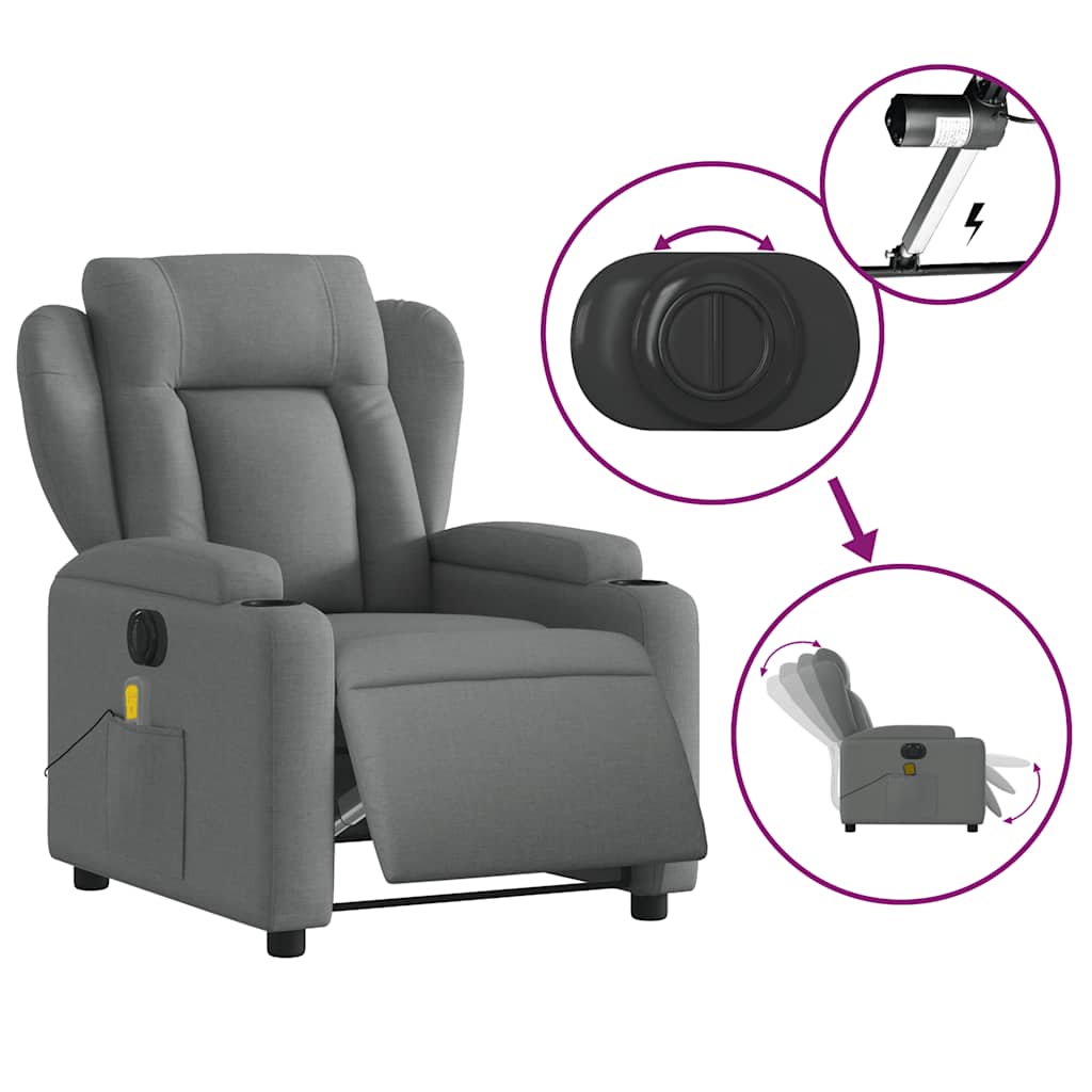 Fauteuil de massage électrique en tissu gris foncé