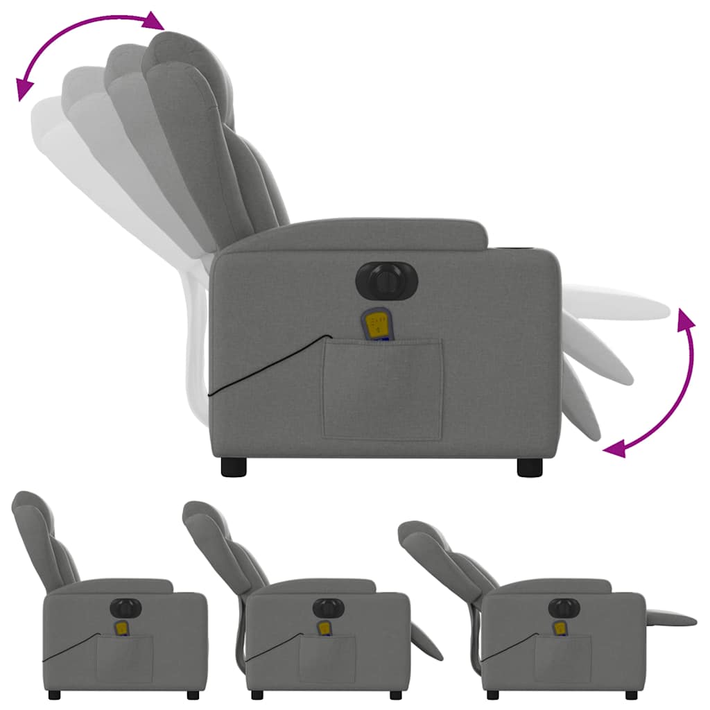 Fauteuil de massage électrique en tissu gris foncé
