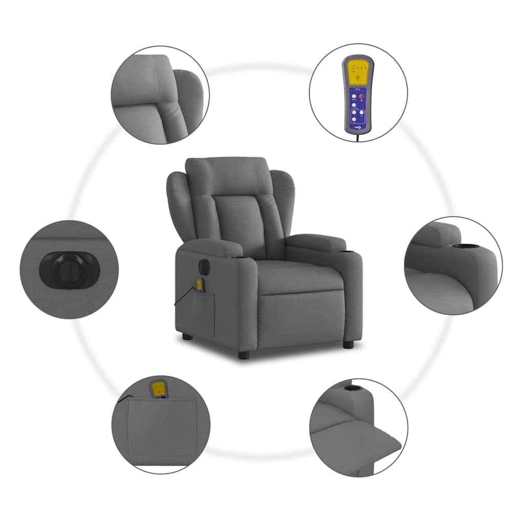 Fauteuil de massage électrique en tissu gris foncé