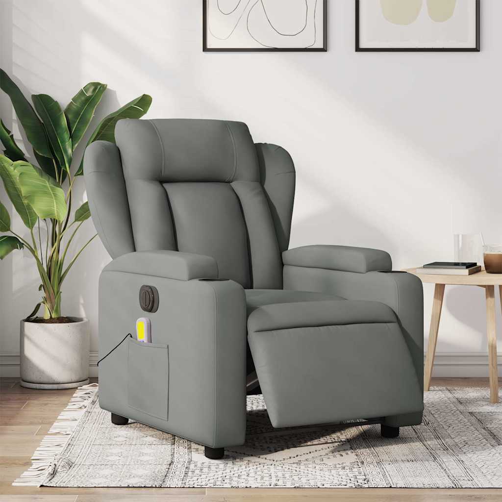 Fauteuil de massage électrique en tissu gris foncé