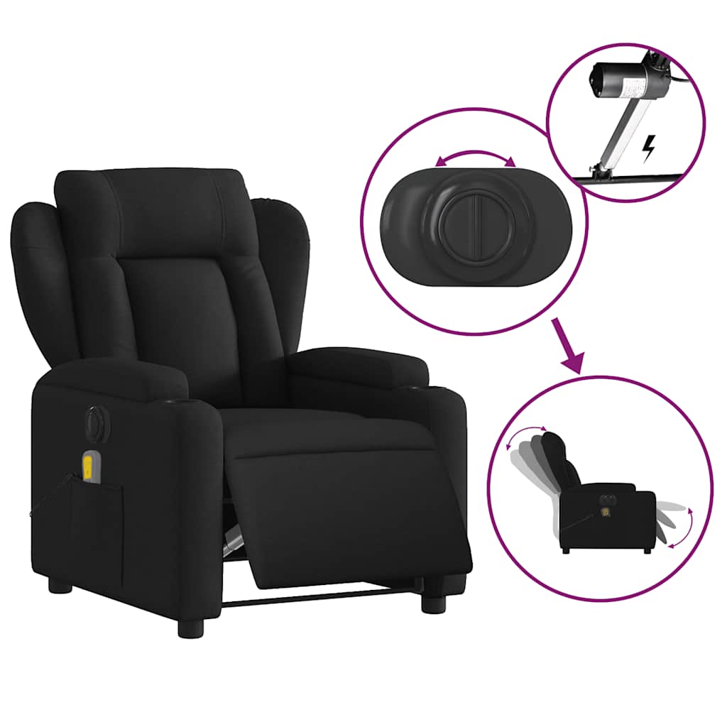 Fauteuil de massage électrique en tissu noir