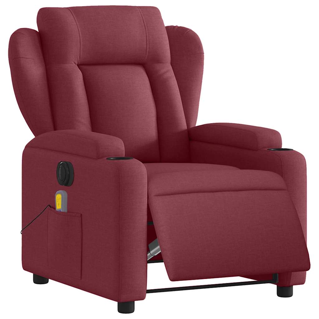 Massagesessel Elektrisch Weinrot Stoff