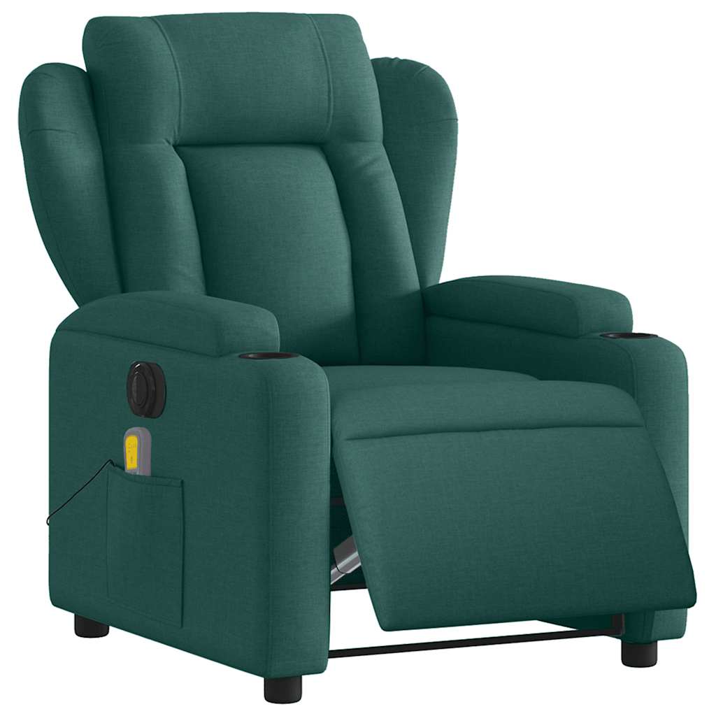 Massagesessel Elektrisch Dunkelgrün Stoff