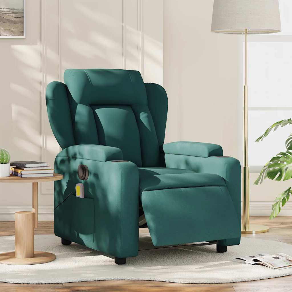 Massagesessel Elektrisch Dunkelgrün Stoff