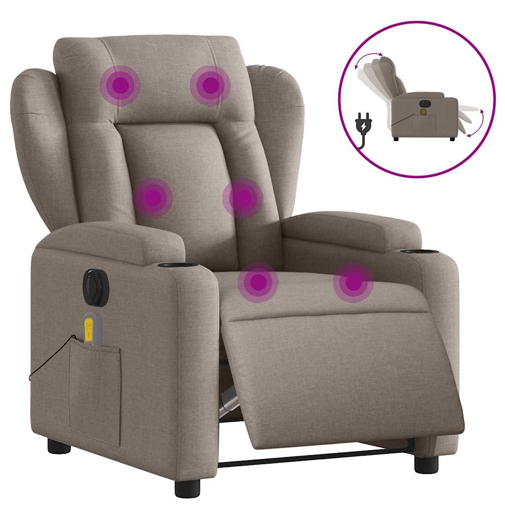 Fauteuil de massage électrique en tissu taupe