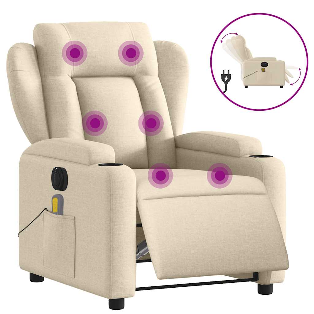 Fauteuil de massage électrique en tissu crème