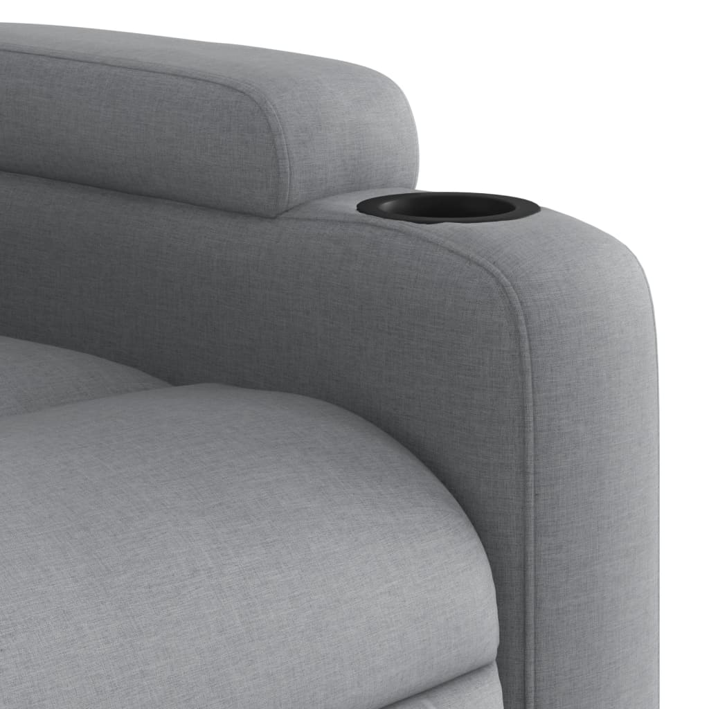 Fauteuil relax avec aide à la verticalisation en tissu gris clair