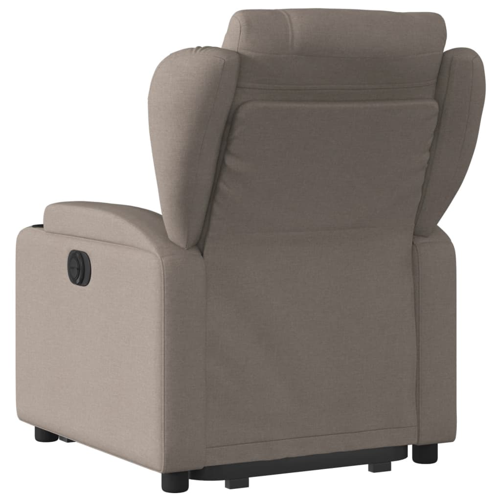 Fauteuil relax avec aide à la verticalisation en tissu taupe