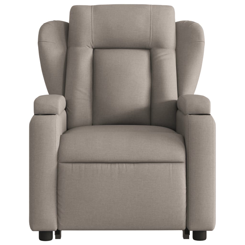 Fauteuil relax avec aide à la verticalisation en tissu taupe