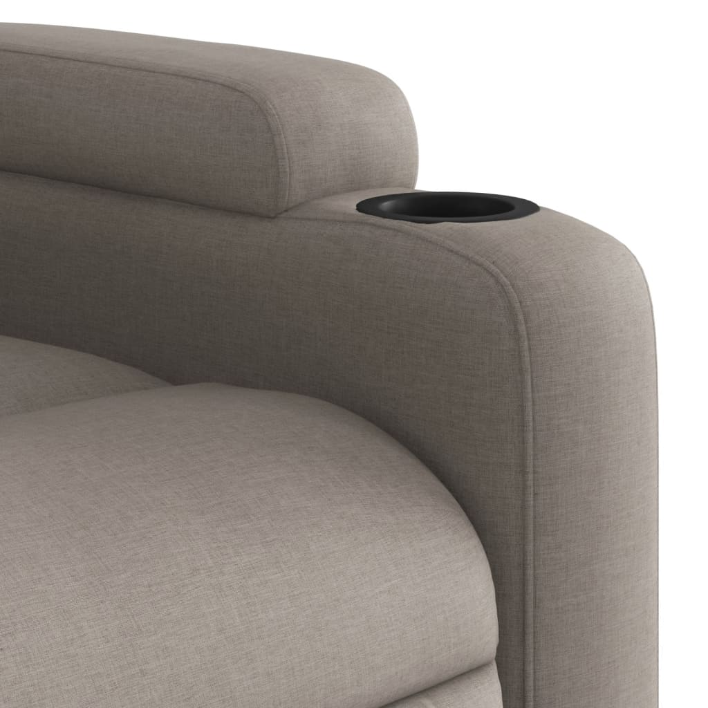 Fauteuil relax avec aide à la verticalisation en tissu taupe