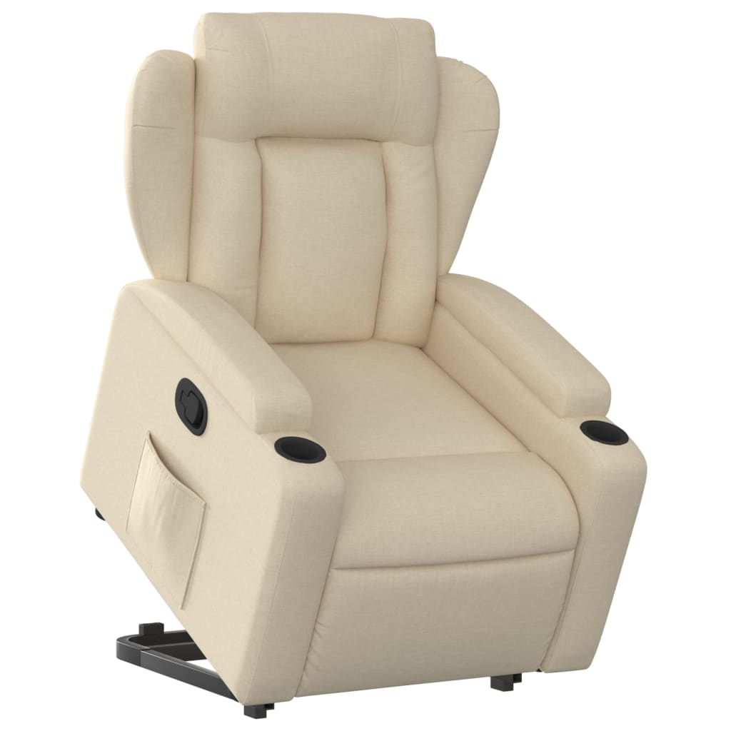 Fauteuil relax avec aide à la verticalisation en tissu crème