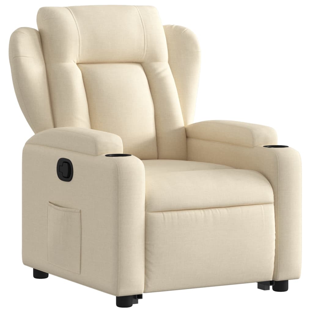 Fauteuil relax avec aide à la verticalisation en tissu crème