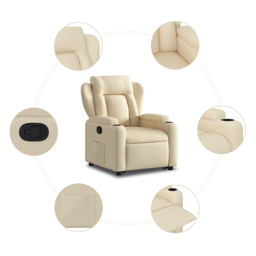 Fauteuil relax avec aide à la verticalisation en tissu crème