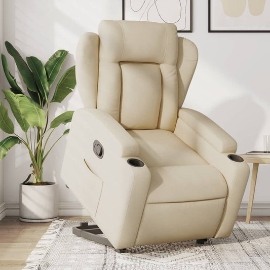 Fauteuil relax avec aide à la verticalisation en tissu crème