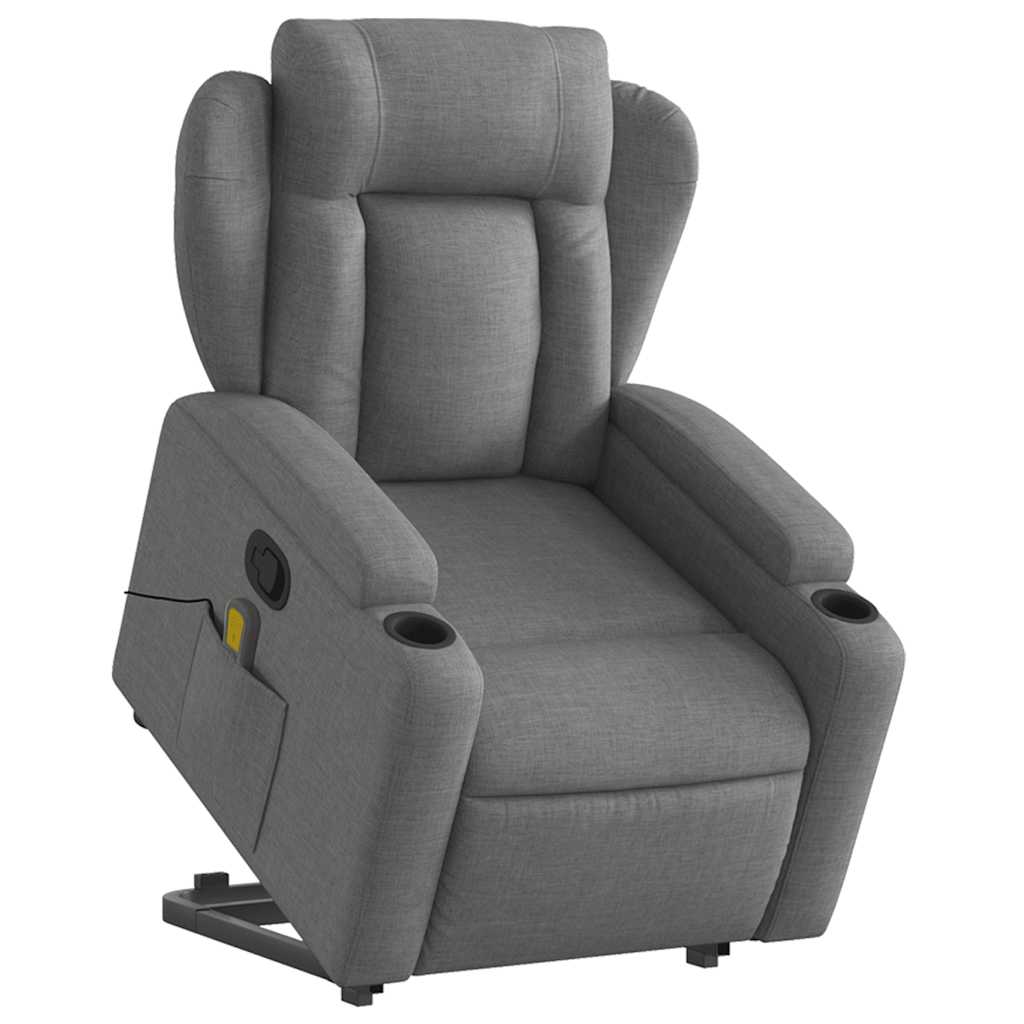 Fauteuil de massage avec aide au verticalisation en tissu gris foncé