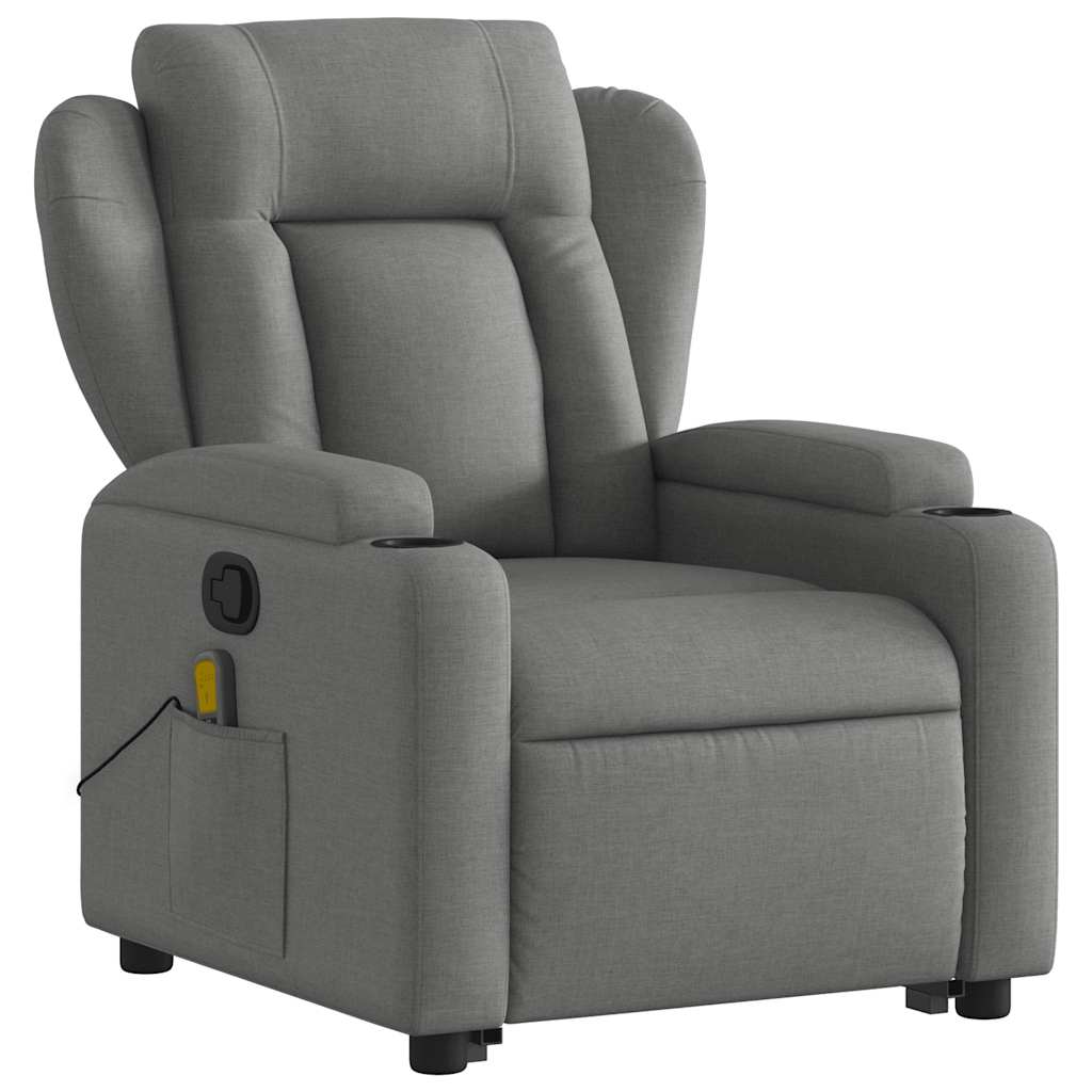 Fauteuil de massage avec aide au verticalisation en tissu gris foncé