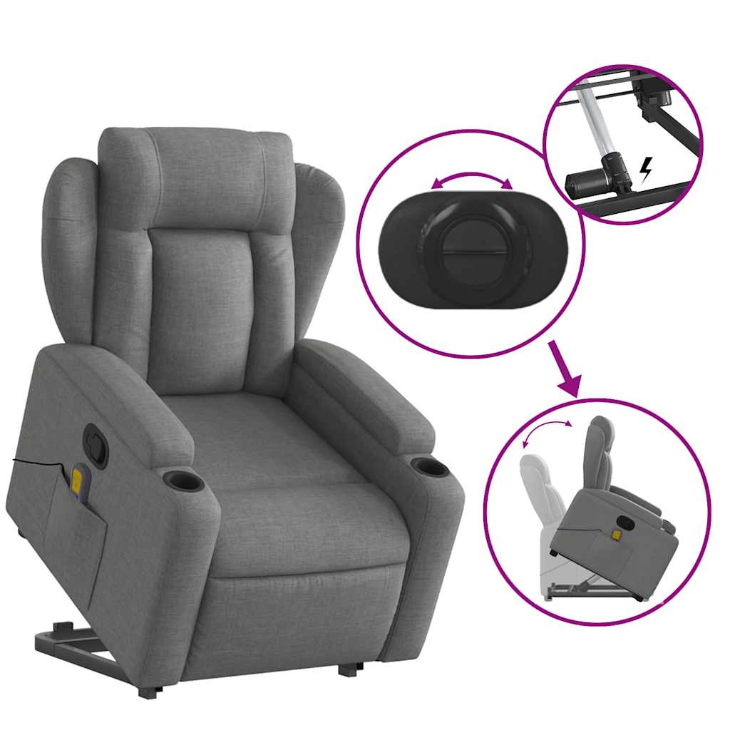 Fauteuil de massage avec aide au verticalisation en tissu gris foncé