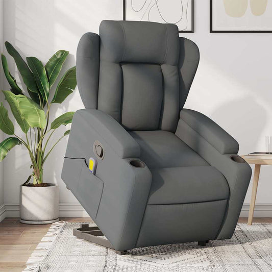 Fauteuil de massage avec aide au verticalisation en tissu gris foncé