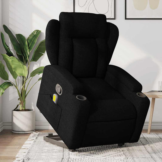 Fauteuil de massage avec aide au verticalisation en tissu noir