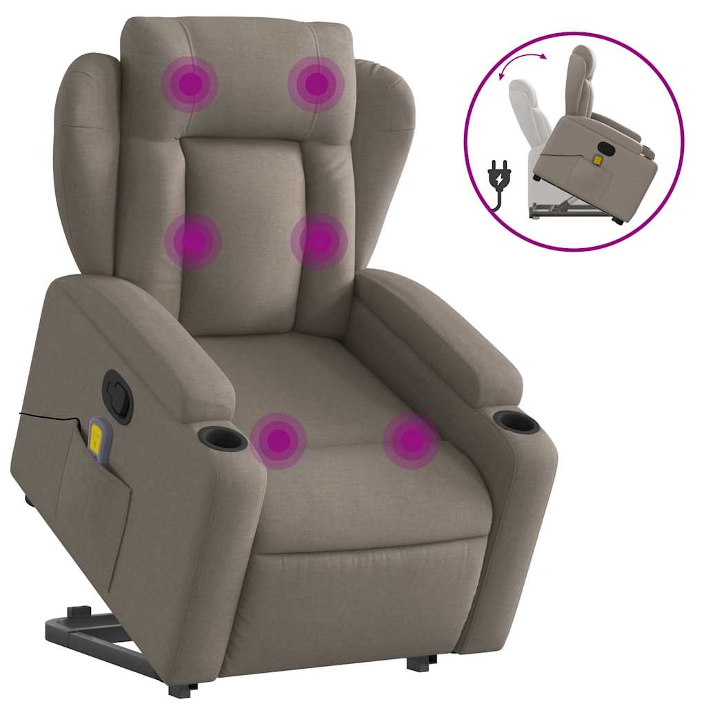 Fauteuil de massage avec aide au verticalisation en tissu taupe