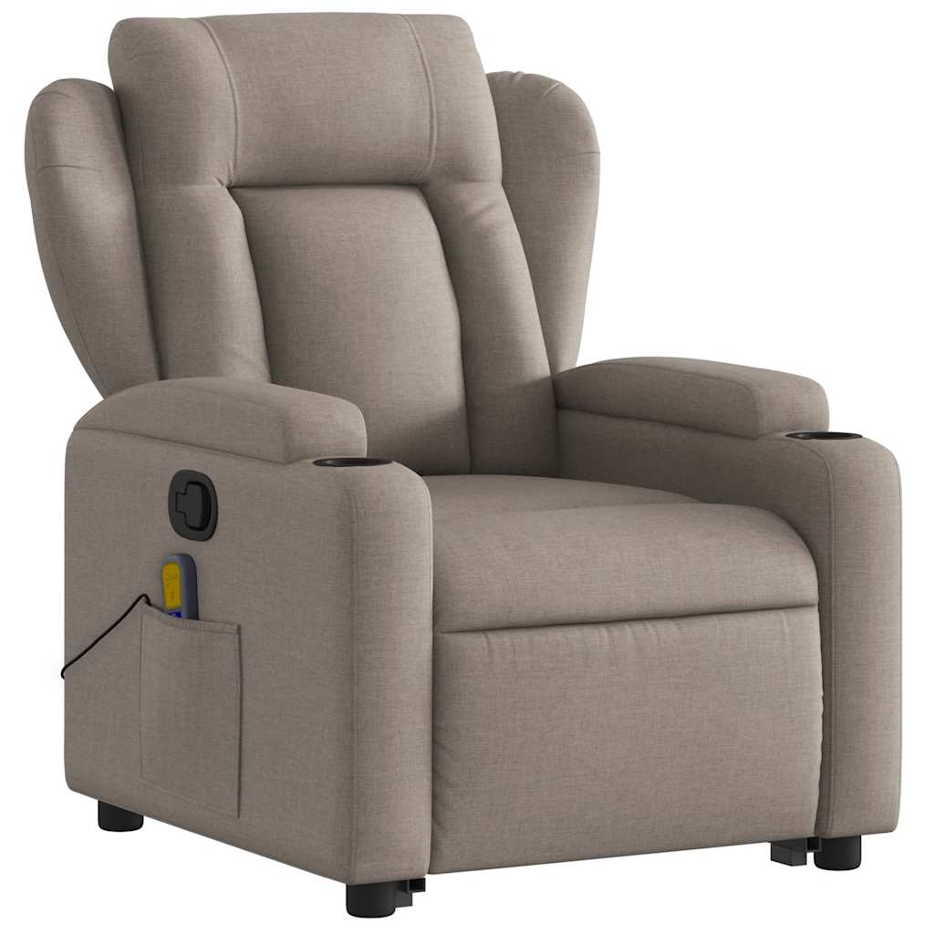 Fauteuil de massage avec aide au verticalisation en tissu taupe