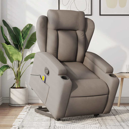 Fauteuil de massage avec aide au verticalisation en tissu taupe
