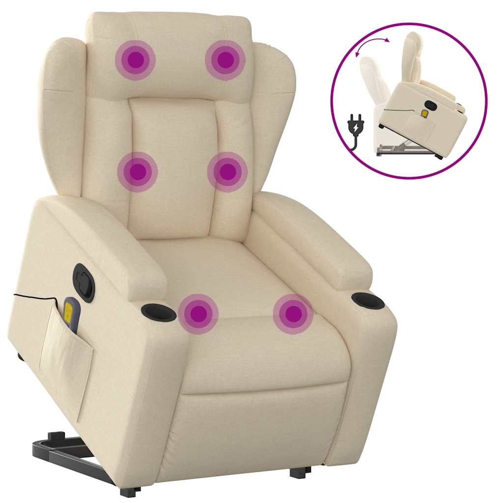 Fauteuil de massage avec aide au verticalisation en tissu crème