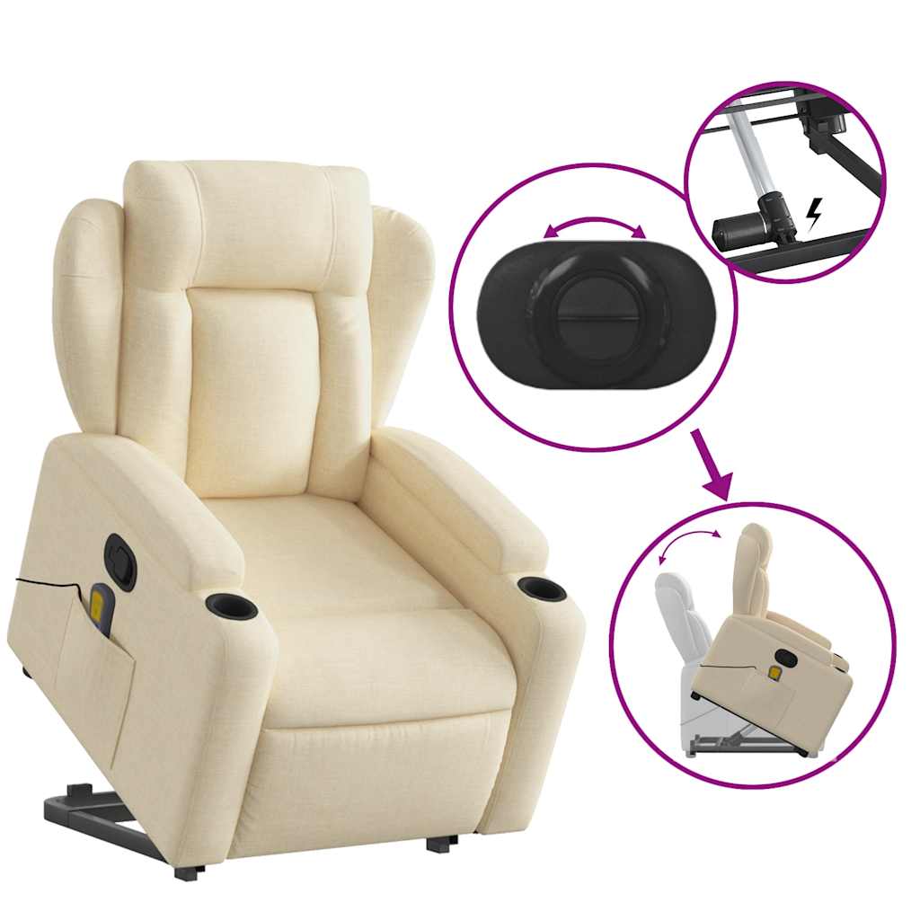 Fauteuil de massage avec aide au verticalisation en tissu crème