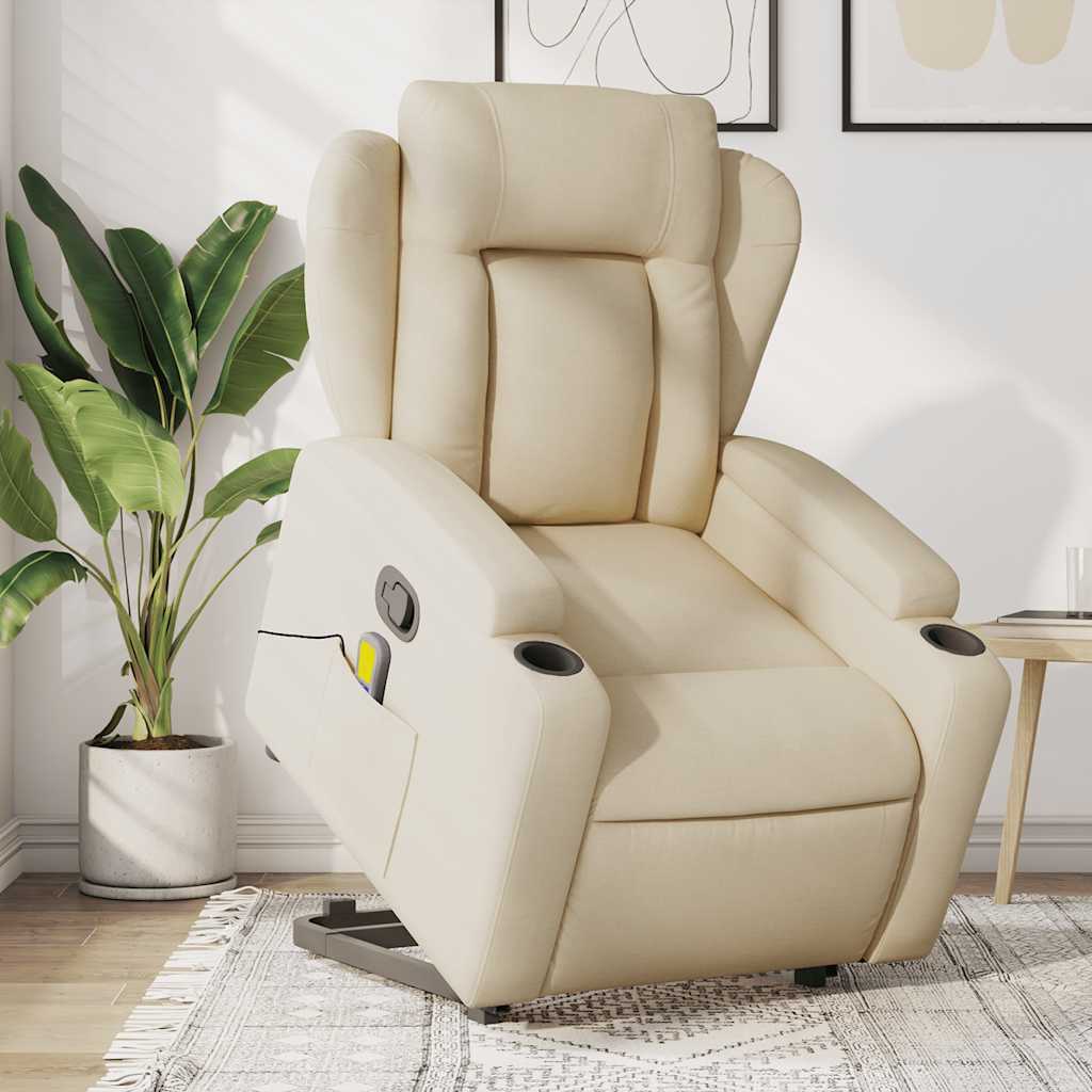 Fauteuil de massage avec aide au verticalisation en tissu crème