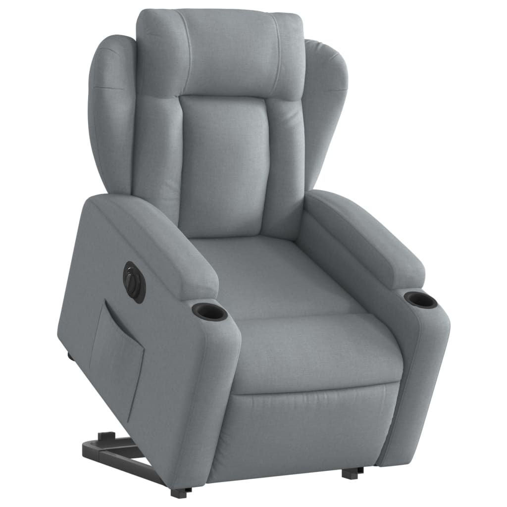 Fauteuil relax avec releveur électrique en tissu gris clair