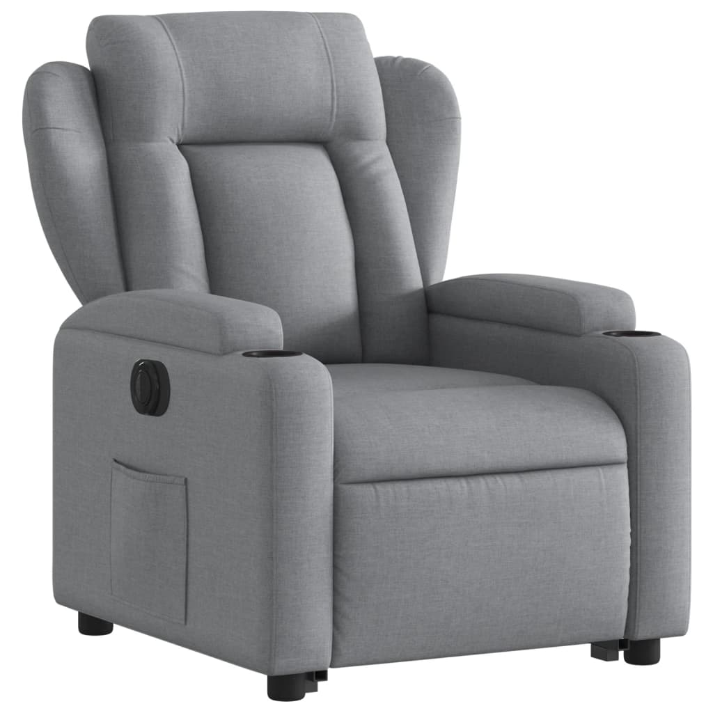 Fauteuil relax avec releveur électrique en tissu gris clair