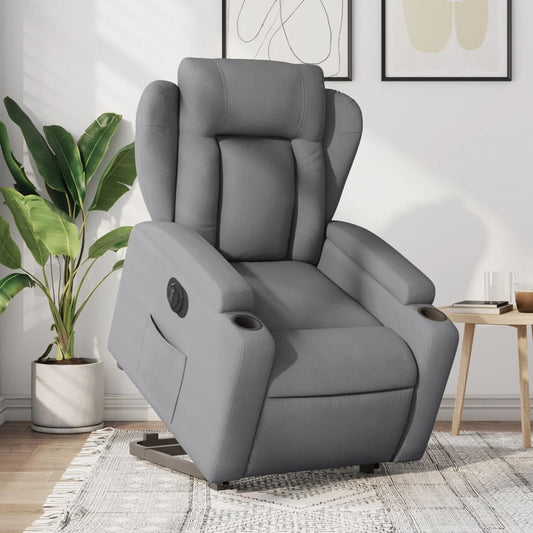 Fauteuil relax avec releveur électrique en tissu gris clair