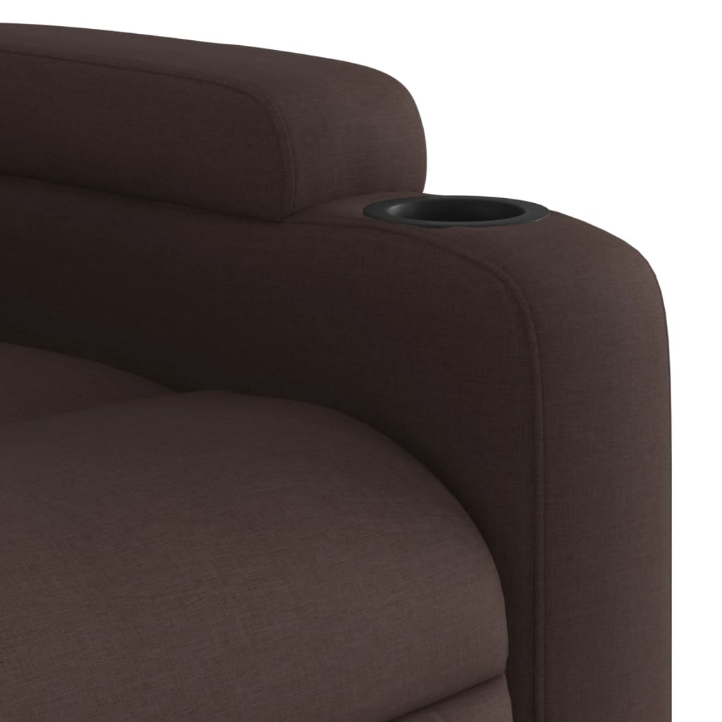 Relaxsessel mit Aufstehhilfe Elektrisch Dunkelbraun Stoff