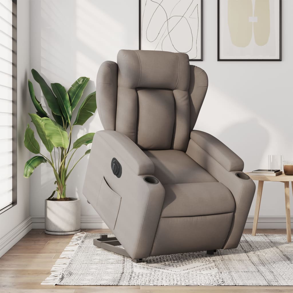 Relaxsessel mit Aufstehhilfe Elektrisch Taupe Stoff