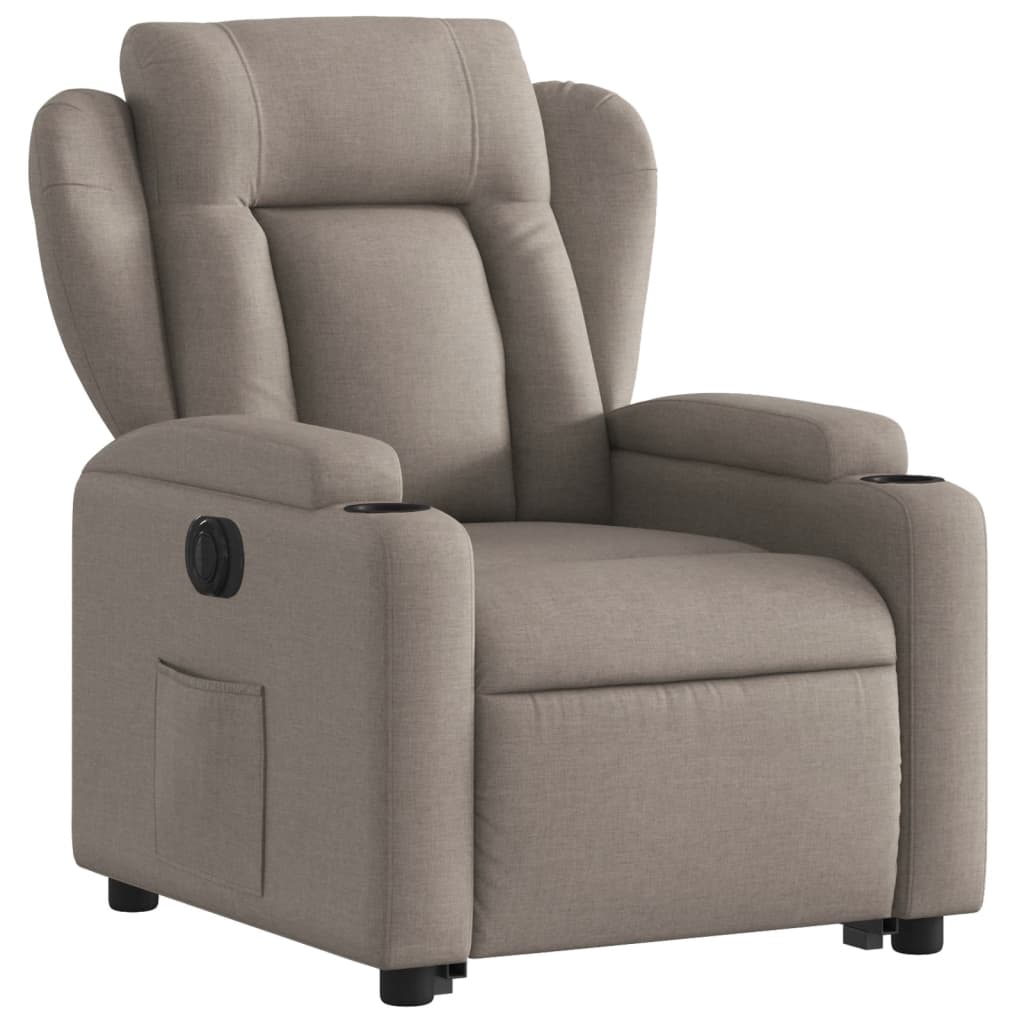 Fauteuil relax avec releveur électrique en tissu taupe