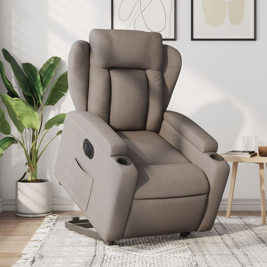 Fauteuil relax avec releveur électrique en tissu taupe