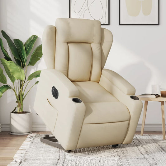 Fauteuil relax avec releveur électrique en tissu crème