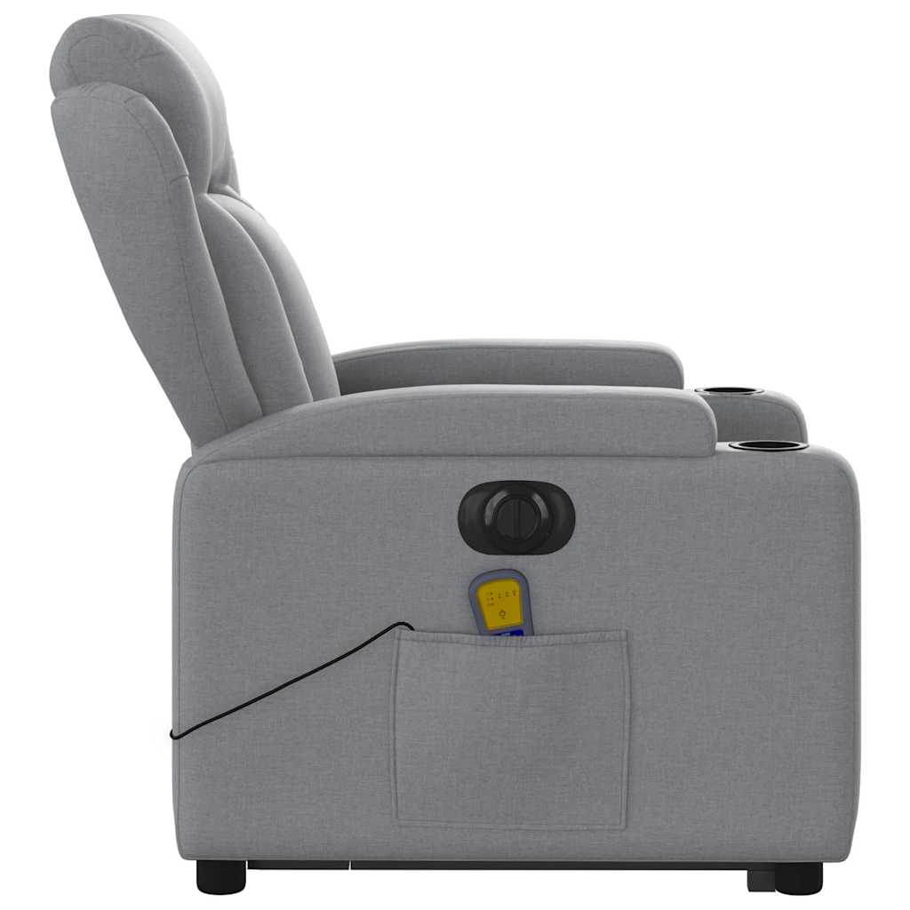 Fauteuil de massage électrique avec aide à la verticalisation en tissu gris clair