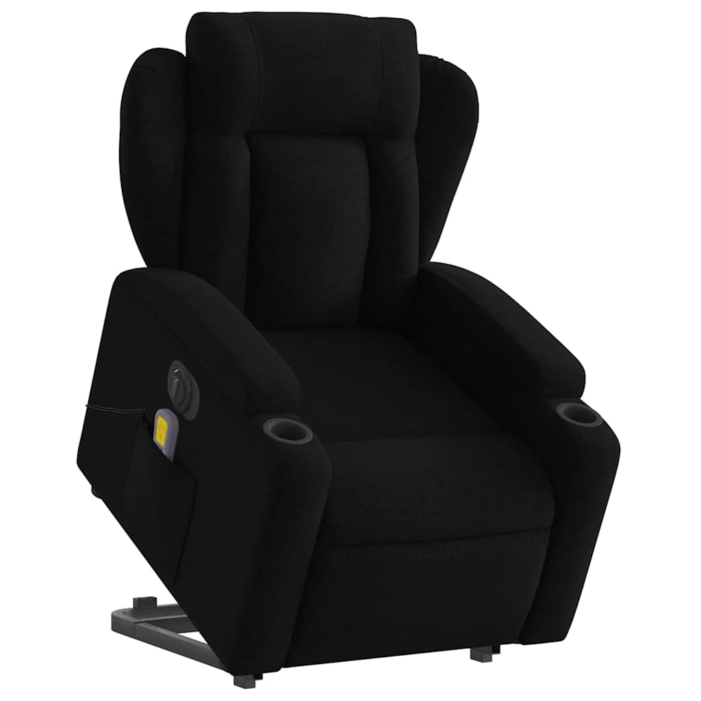 Fauteuil de massage électrique avec aide au verticalisation, tissu noir